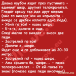 Двама каубои яздят през пустиня...