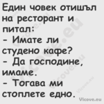Един човек отишъл на ресторант ...